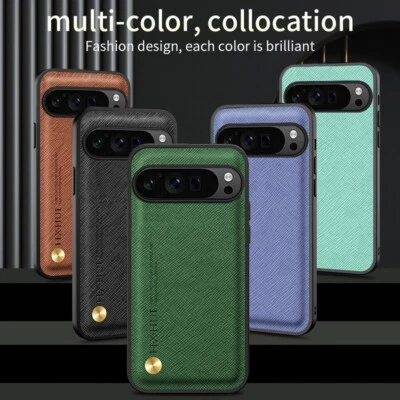 For Google Pixel 9 Pro XL 8 Pro 7 7A PU Leather Soft Phone Case Tempered Glass