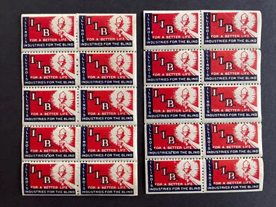Illinois Industries for the Blind Lot of 2 Panes of 10 Stamps 1943  MNH - Image 1 of 2