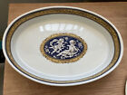 T LIMOGES BLUE WHITE CHERUB ANGELS OVAL PORCELAIN DISH DECORATED WITH REAL GOLD