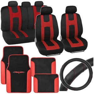 Red / Black Rome Sport Car Seat Cover, Floor Mats & Ergo Steering Wheel Cover - Foto 1 di 12