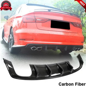 For Audi A3 S-line S3 2014-2016 Carbon Fiber Rear Bumper Lip Diffuser Body Kit - Foto 1 di 12