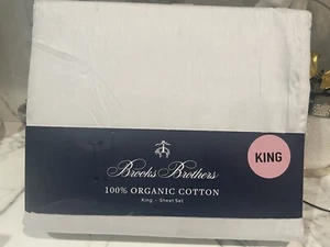 Brooks Brothers 100% Organic Cotton King Sheet Set Gray. Brand New! - Picture 1 of 5