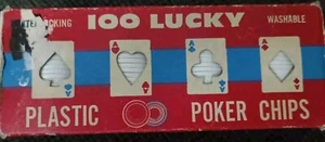 Plastic Poker Chips 100 Lucky USA Vintage Interlocking Washable All White 1.5" - Picture 1 of 7