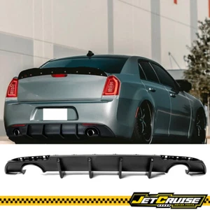 Fits 15-23 Chrysler 300 Rear Bumper Lip Diffuser Spoiler W/4 Fins Matte Black PP - Picture 1 of 8