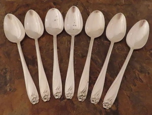 IS Daffodil Set of 7 Teaspoons Spoons 1847 Rogers Silverplate Vtg Flatware Lot H - Bild 1 von 5