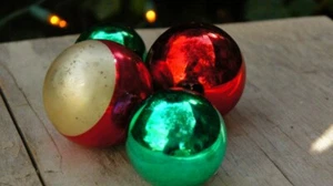 Vintage 50s-60s Mercury Glass Ball Christmas Ornaments/Retro/Mid Century/Bohemia - Picture 1 of 2