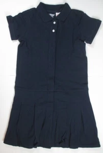 LANDS END Navy School Uniform Adaptive Short Sleeve Mesh Polo Dress Girls 8 NEW - Picture 1 of 9