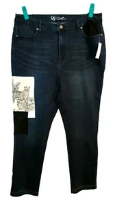 Jeans gamba dritta gatto leopardato giungla 16W toppa alta elasticizzato orlo sfilacciato DG2 nuovo - Foto 1 di 11