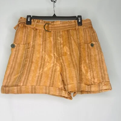 Pantalones Cortos Hei Hei Anthropologie Naranja Rayas D Cinturón Algodón Talla M Foto 1 de 4