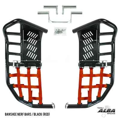Yamaha Banshee YFZ 350  Nerf Bars  Pro Peg  Alba Racing    Black Red 207-T7-BR - Image 1 of 3