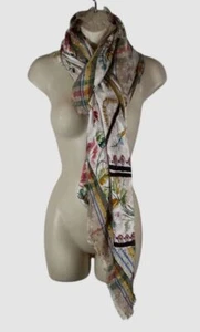 Pierre-Louis Mascia Women's White Pink Floral Print Silk Scarf One Size - Picture 1 of 2