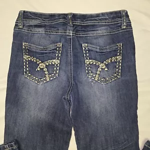 Midrise Bootcut Juniors Girls Jeans Sz 12 Cherokee Embroidery Stretch - Picture 1 of 11
