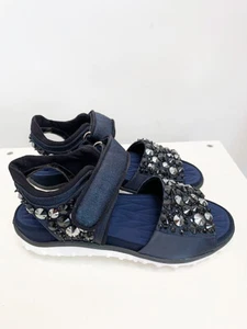 Impresionantes sandalias para mujer de diseñador BNWOB MIU talla 39 azul marino - Imagen 1 de 5