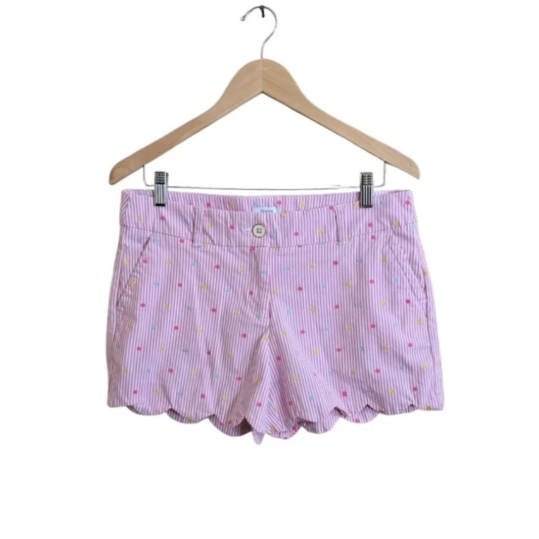 Pantalones Cortos Crown & Ivy Shelby Festoneados Rosa Y Blanco Rayas. Talla 6 Foto 1 de 4