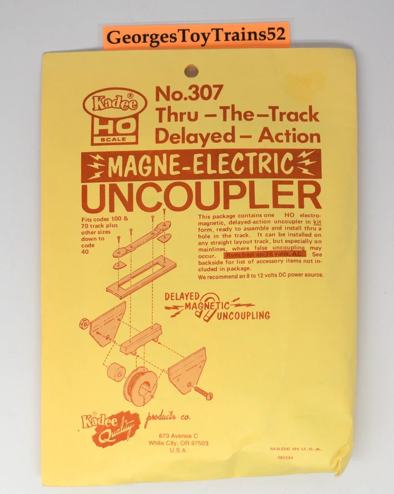 KADEE HO CODE 40-100 THRU-THE-TRACK DELAYED-ACTION MAGNE-ELECTRIC UNCOUPLER 307 - Image 1 of 3