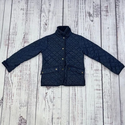Polo Ralph Lauren Girls 6X Diamond Quilted Barn Jacket Navy Corduroy Snap Collar - Image 1 of 4