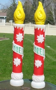 Vtg Noel Christmas Candle Blow Mold Yard Decor Pair 2 Empire Plastic Pair 1973 - Picture 1 of 6