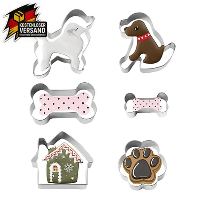 Hund Keksausstecher Set Pfotenabdruck Pudel Edelstahl Plätzchenausstecher für Ki - Bild 1 von 4