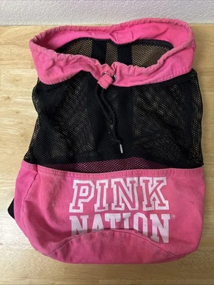 Victoria's Secret розовый нации сетки шнурка рюкзак в ярко-розовый и черный - Изображение 1 из 4