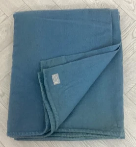Vintage Witney All Wool Single Blue Blanket Upcycle Dyeing Boil Wash Only #VF - Picture 1 of 7