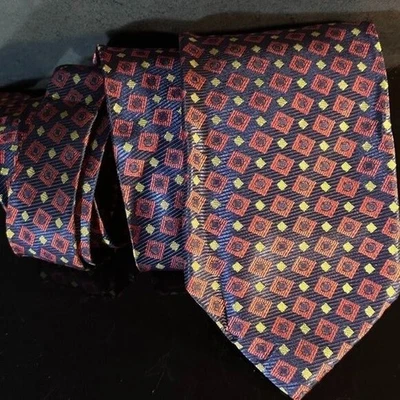 Corbata de Seda Emanuel Ungaro Rojo Azul Cuadrados Modernista Hombre EuC Festivo Exuberante De Colección Foto 1 de 4