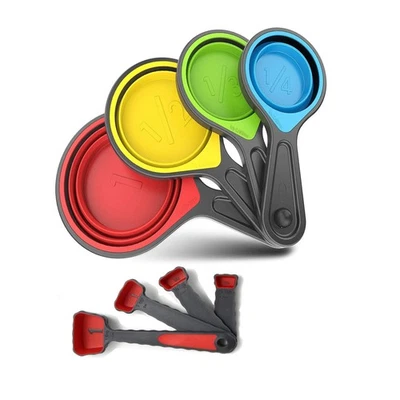 Collapsible Silicone Soft Measuring Cups and Measuring Spoons,8 pieces Portab... - Image 1 of 4