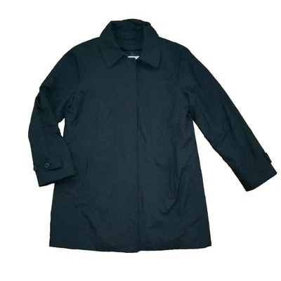 Chaqueta gabardina de piel sintética negra de Calvin Klein para mujer 10 botones largos forrados al frente Foto 1 de 4