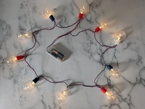 Patriotic Red White Blue String 10 Lights Warm LED 4.5 FT Indoor Battery Powered - Picture 1 of 12