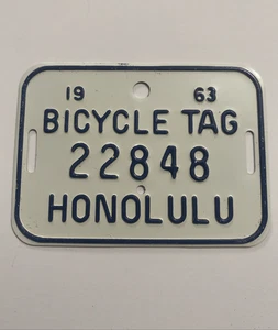 1963 Honolulu Hawaii Bicycle Tag License Plate #22848 Unused New Condition Rare! - Picture 1 of 3