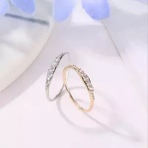 Para mujeres exquisito anillo de diamantes pequeño con diamantes de imitación - Imagen 1 de 9