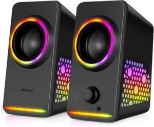 Haut-Parleurs pour Ordinateur Personnel marboo RGB Illuminati de Jeu USB Jack De - Photo 1/7