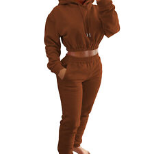 Women's Autumn Winter Fleece Sports Outfits Hoodie Jogging Pants Two-Piece Set