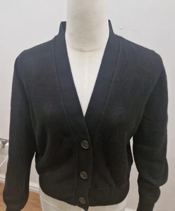 New Ladies Black Knitted Cardigan, Black Three Button Jumper UK Size 12 - Picture 1 of 5