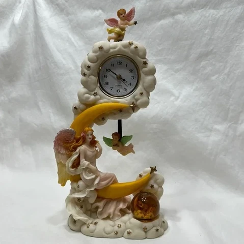 Angel cherub mantel clock Table Mantle Cherub Angel Putty Clock Porcelain Cover