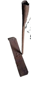 Ancien outil en fer forgé – grattoir / houe / râteau à charbon – lame 43 cm  - Photo 1/4