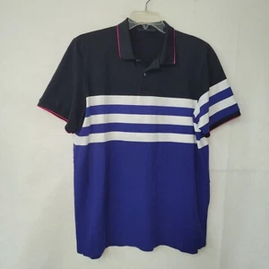 Greyson Golf Polo Shirt Mens XL Stripe Black White Blue Lightweight Pima Blend - Picture 1 of 10