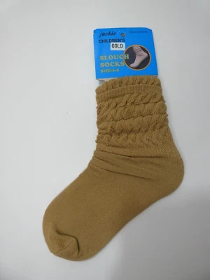 VTG Jackie Children's Gold Slouch Socks Girls Size 6-8 One Pair New - Image 1 of 4