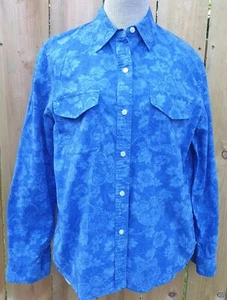 Lauren Ralph Lauren Damen Bluse Blau Blumen Langarm Vollknopf Baumwolle L - Bild 1 von 16