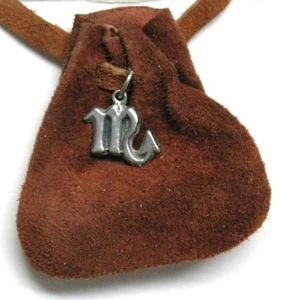 Scorpio essence in a mahogany suede leather draw bag (10/24 – 11/22) -pendant - Picture 1 of 2