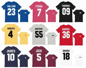 Personalised Name Number T-Shirt Football Player Birthday Gift Men Women Kids - Picture 1 of 11