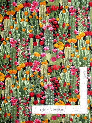 Southwest Cactus Cacti Flower Cotton Fabric Timeless Treasures C6178 By Yard