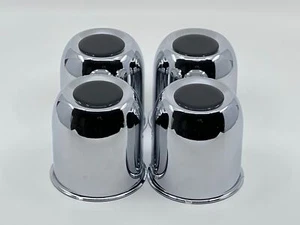 4 Chrome Close End Center Caps For 3.25" Trailer rims Center Bore w/BK Emblem - Picture 1 of 5