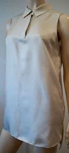 RAG & BONE NEW YORK silbergrau Seide Kragen ärmellos Tunika Bluse Shirt Top - Bild 1 von 9