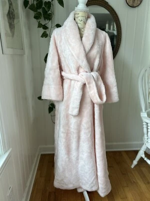 Bata de Colección Años 70 Glam Boho Rosa Difuso Corbata Cintura Ropa de Salón Talla S/M Peluda Foto 1 de 4