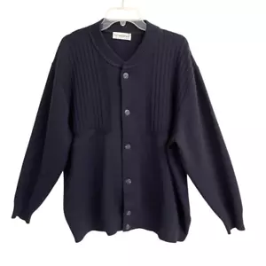 Cárdigan vintage Breldhof azul marino abotonado para hombre 2XL hecho en Alemania Occidental grueso - Imagen 1 de 6