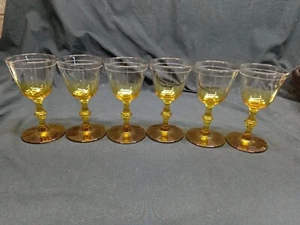 Set 6 Bicchieri Vintage Ambra Cordial Giallo Ombre Libbey "Forever Amber" - Foto 1 di 10