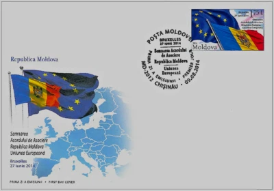 Moldova stamps! FDC (First Day Cover), Brussels - European Union, MNH, 2014 - Image 1 of 2