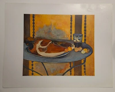 复古 1963 年美术印刷石版画静物带火腿 Paul Gaugin MOMA 著 — 第 1/4 张图片
