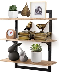 24-Inch Floating Shelves for Wall,3-Tier Wooden Wall Mounted Kitchen Shelves wit - Picture 1 of 9