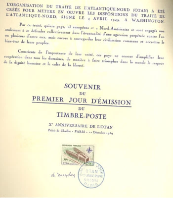 France #937 FDC 1959 Nato Issue In Artist Signed First Day Folder - Image 1 of 4